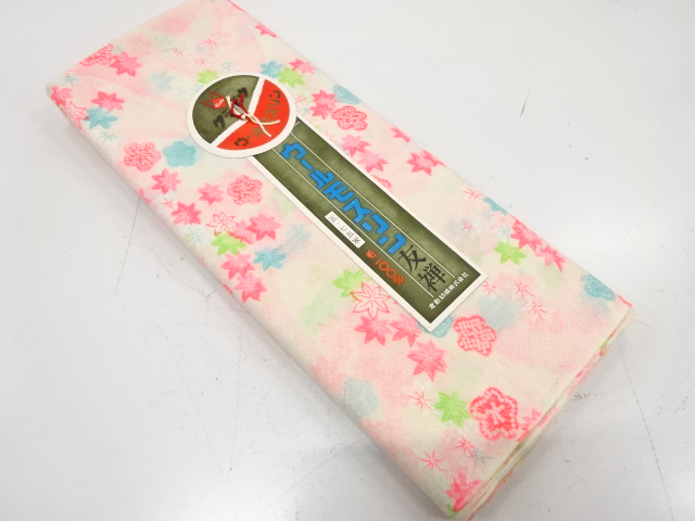 アンティーク　梅に楓模様　長襦袢地反物